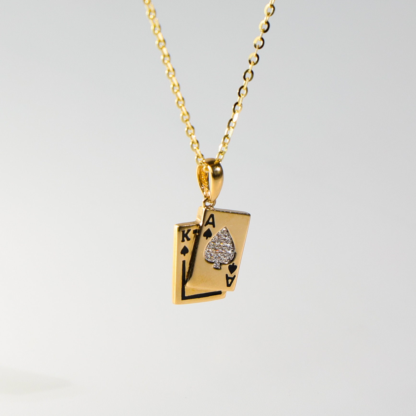 14K Gold Paper Clip Key and Lock Charm Necklace – David's House of Diamonds