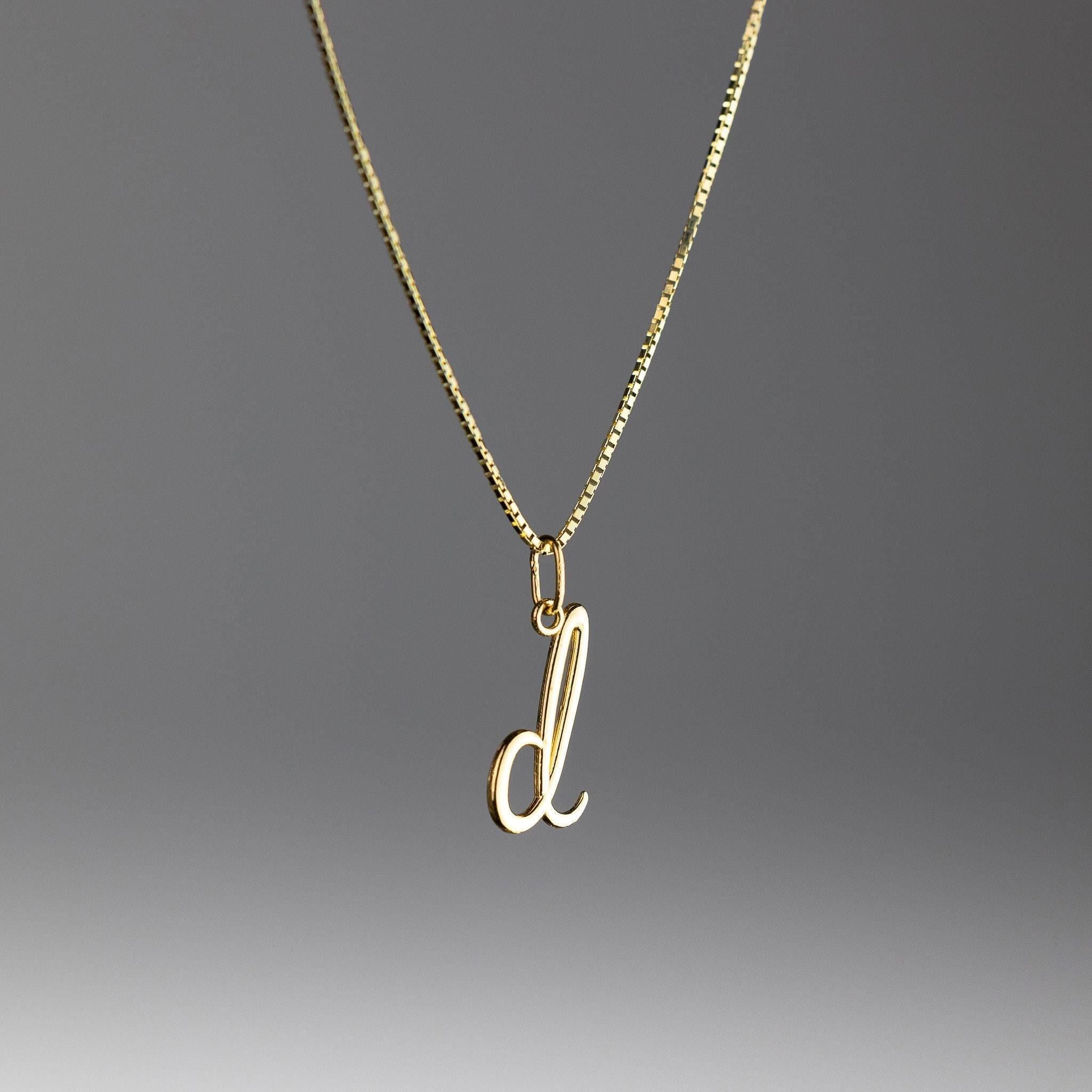 14KゴールドレターDイニシャルネックレス：パーソナライズペンダント 