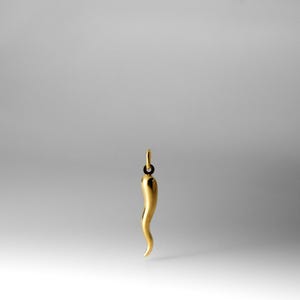 14k Gold Italian Horn Pendant Charm- Dainty Gold Medium Size Cornicello Italian Horn Necklace Charm