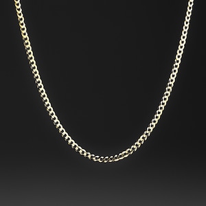 14K Gold 2.7mm Cuban Chain Necklace – Classic Gold Link Chain for Men & Women – Elegant and Durable Jewelry Piece