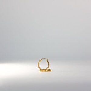 14K Gold Hoop Earrings 2mm Thick 15MM Wide Rippled Hoop Earrings- Real Gold Hoop Earrings- Classic Gold- Hoop Earrings for her