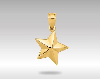 14K Gold Star Pendant Necklace: Dainty Polished Charm