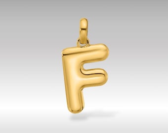 14K Gold Fancy Letter "F" Initial Pendant - Dainty Personalized Pendant for Elegant Everyday Wear - Initial "F" Charm Necklace
