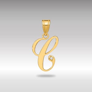 Colgante con inicial de letra "C" cursiva en oro de 14 quilates con diamante: collar con inicial de diamante: hermoso collar con dije con letra "C" cursiva