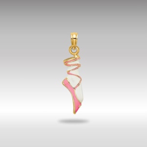 14K 3-D Enamel Ballet Shoe Necklace Pendant - Gold and Pink Dance Slipper Charm - Artistic Ballerina Jewelry - Dance Teacher Gift