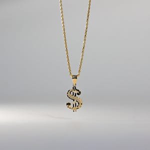 14k Gold Dollar Sign Pendant Charm- Real Gold Dollar Sign Necklace Charm