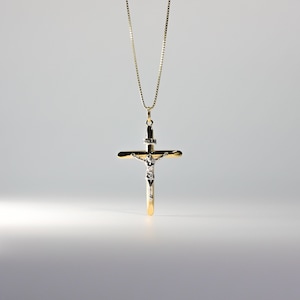 Dije colgante de cruz crucifijo grande de oro de 14 k - Dije de collar de cruz crucifijo de oro real