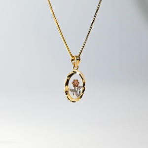 14k Gold Flower/Rose Pendant Charm- Real Gold Flower/Rose Necklace Charm