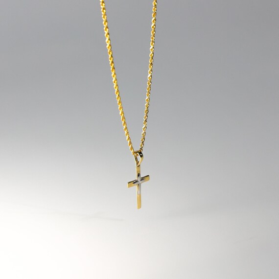 Zweifarbiger 14k Gold Kreuz Anhänger Charm: Eleganter Religiöser Schmuck