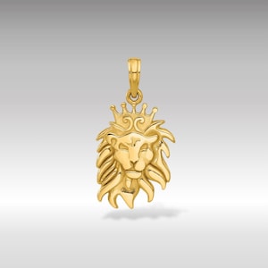 14K Gold Lion Head Pendant: Sovereign King Charm Necklace