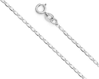 1.3mm Solid 14K White Gold Valentino Chain- Real 14k Gold Valentino Chain Necklace