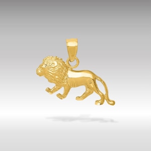 14K Solid Gold Diamond-Cut Lion Pendant – Majestic Wildlife Necklace, Luxury Fine Jewelry Gift