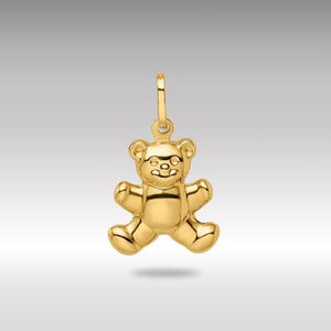Collier à pendentif ours en peluche en or 14 carats - Pendentif de collier style bouffée polie - Joli cadeau à breloques ours en or pour enfants et adultes