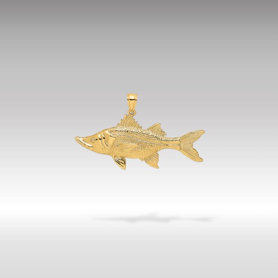 14K Gold 3D Tarpon Fish Pendant Charm Real Gold Aquatic Angler s Necklace Charm Real Gold Tarpon Pendant