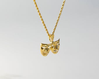 【送料&関税込】Etro Gold Theater Mask Necklace 14K Gold Theater Mask Necklace - Comedy & Tragedy Pendant