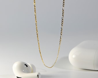 2mm Solid 14k Gold Figaro Chain- 14k Gold 20 inches Figaro Chain Necklace