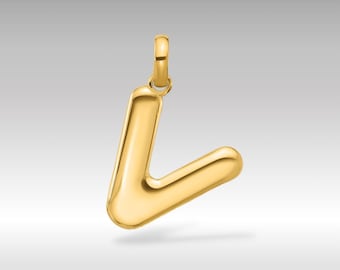 14K Gold Fancy Buchstabe ""V"" Anfangsanhänger - Zierlicher personalisierter Anhänger für elegante Alltagskleidung - Initial ""V"" Charm Halskette."