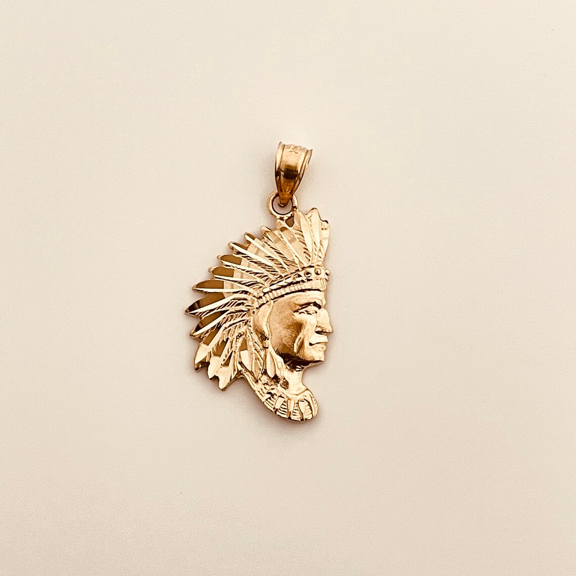 14k Gold Indian Pendant/Charm Gold Indian Pendant For Etsy