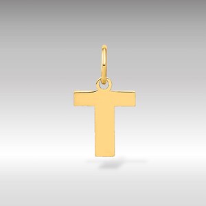14K Gold Block Letter &quot;T&quot; Initial Pendant - Dainty Personalized Pendant for Elegant Everyday Wear - Letter &quot;T&quot; Charm Necklace