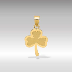 14K Gold Shamrock Pendant Necklace: Textured Irish Clover Charm