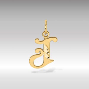 14K Gold Elegant Letter &#39;J&#39; Charm Pendant - Fine Jewelry Personalized Initial Pendant - Initial &quot;J&quot; Pendant Necklace