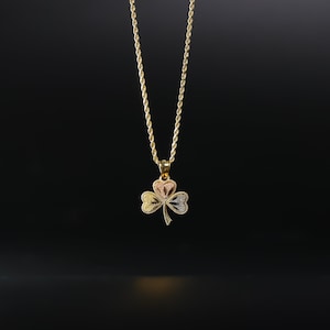14k Gold Heart Clover Pendant Charm- Gold 3 Colors Heart Clover Necklace Charm For Her