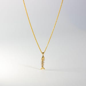 14K Solid Gold Motion Fish Bone Pendant – Unique Articulated Skeleton Necklace, Luxury Ocean-Themed Jewelry