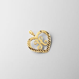 Pingente inicial "H" de ouro 14k - Colar com pingente inicial H de coração de ouro 14k real