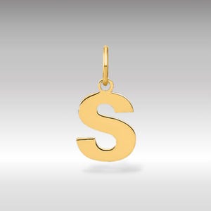 14K Gold Block Letter &quot;S&quot; Initial Pendant - Dainty Personalized Pendant for Elegant Everyday Wear - Letter &quot;S&quot; Charm Necklace