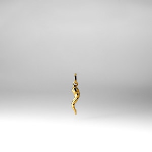 14k Gold Twisted Cornicello Italian Horn Pendant Charm-Dainty Gold Cornicello Italian Horn Necklace Charm