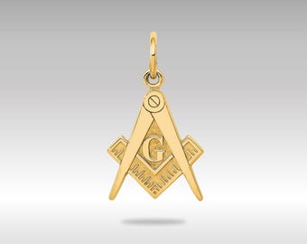 14K Gold Masonic Symbol Pendant Necklace: Freemason Jewelry