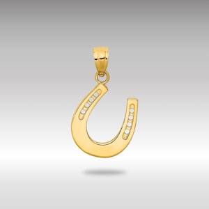 14K Solid Gold Horseshoe Pendant: Lucky Charm Necklace