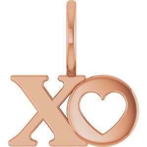 14K Rose Gold Polished XO Charm Pendant - Elegant Love and Kisses Jewelry - Minimalist XO Design