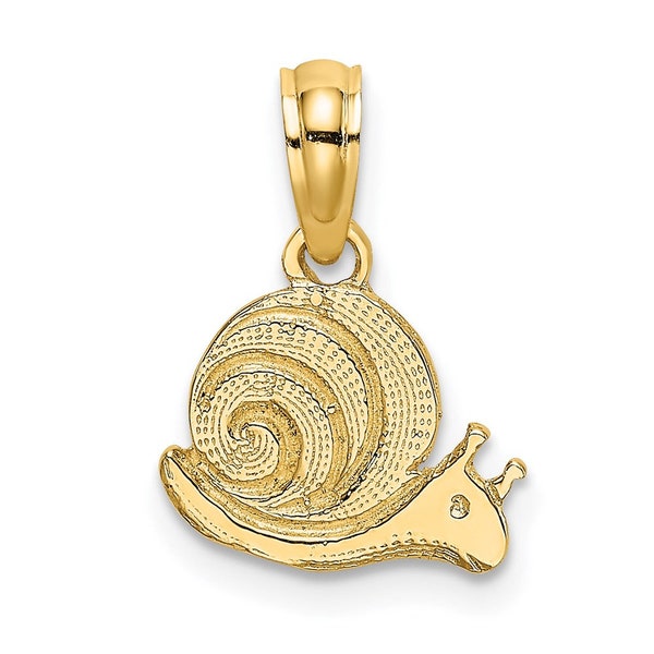 14K Gold Textured Mini Snail Charm Necklace - Delicate Fine Jewelry for Nature Lovers