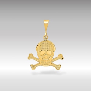14K Gold Skull and Bones Pendant Necklace - Edgy Pirate-Inspired Charm - Gothic Jewelry - Timeless Biker Necklace Accessory