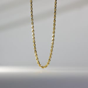 4 mm 14k ソリッドゴールド ダイヤモンドカット ロープチェーン