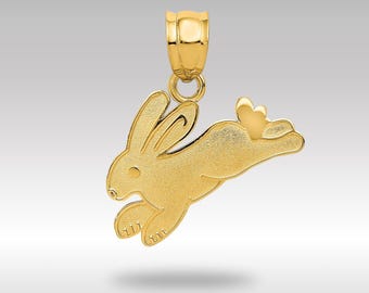 14K Gold Rabbit Pendant Necklace: Playful Bunny Charm, Animal Lover Gift