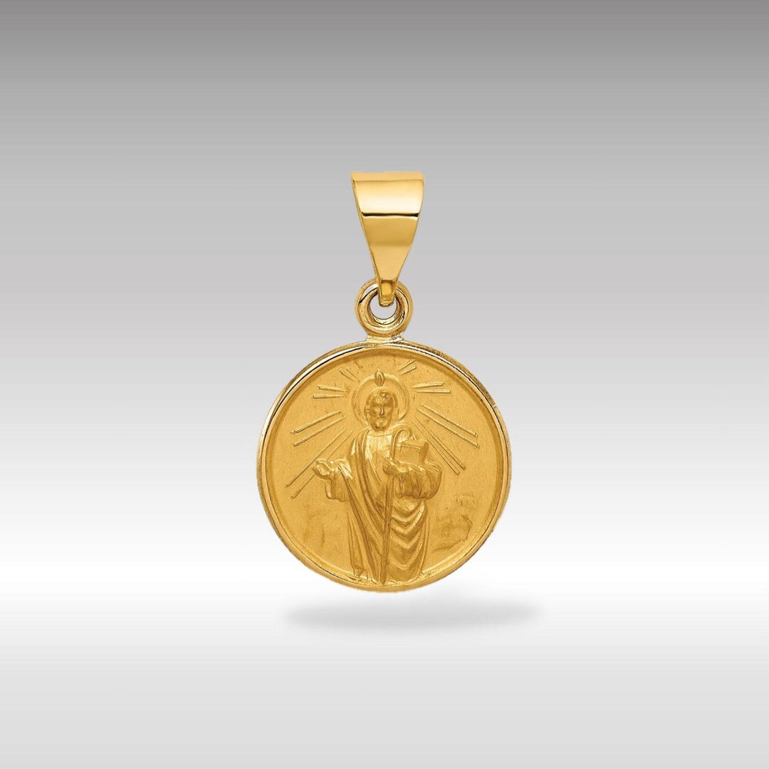 18K Gold Saint Jude Thaddeus Solid Medal Charm Necklace Pendant ...