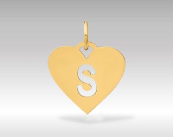 14K guld hjärthänge med bokstaven 'S' - Personligt elegant hjärthalsband med initial "S" - Fina smycken