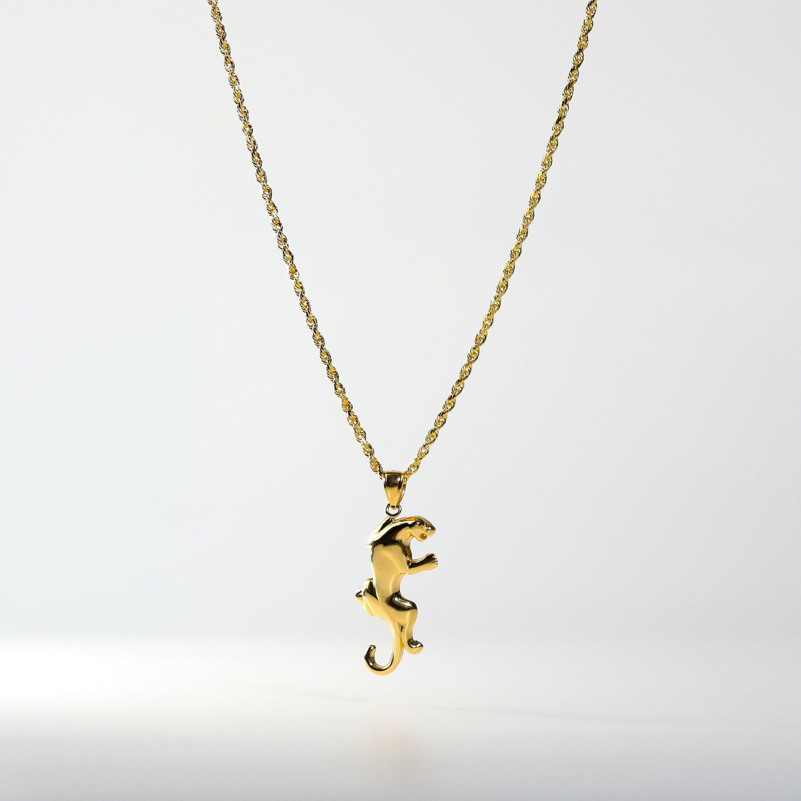 14K Solid Gold Puma Pendant – Elegant Panther Necklace