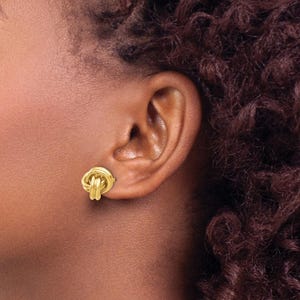 14K Gold Large Love Knot Post Earrings – Minimalist Studs – Perfect for Casual and Everyday Wear