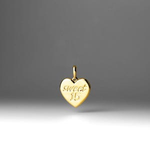 14K Gold Sweet 15 Heart Pendant Necklace – Quinceañera Gift for Her – Elegant Heart Charm for Celebrating Fifteen Years