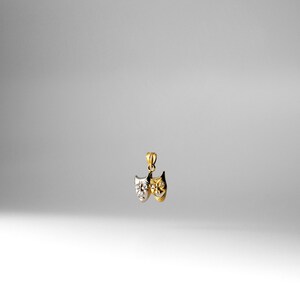 14k Gold Two Face/Mask Pendant Charm- Comedy and Tragedy Mask Pendant Charm - Yellow Gold and White Gold Two Face Necklace Charm