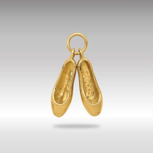 14K Gold 3D Ballet Slippers Necklace Charm - Polished Pendant, Dance Jewelry, Ballerina Gift Idea