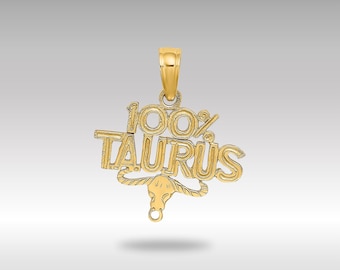 Colgante del zodiaco Tauro en oro de 14 quilates: Charm con símbolo de toro