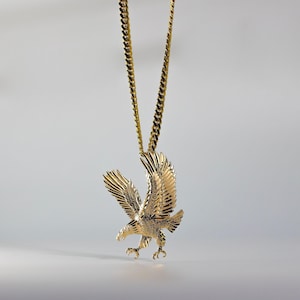 14K Solid Gold Hunting Eagle Pendant – Bold Large Eagle Necklace, Luxury Fine Jewelry for Outdoor Enthusiasts