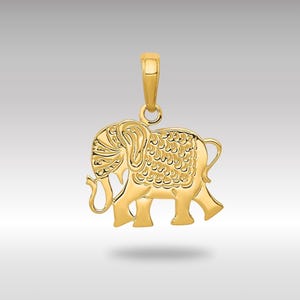 14K Solid Gold Textured Elephant Pendant – Lucky Wildlife Charm Necklace, Luxury Fine Jewelry for Animal Lovers