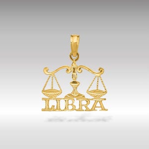 14K Gold LIBRA Zodiac Charm Necklace - Scales of Justice Astrology Pendant - Balanced Horoscope Jewelry - Perfect Gift for Libra