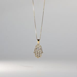 14k Gold Evil Eye Hamsa Hand Anhänger Charm - Echt Gold Evil Eye Hamsa Hand Halsketten Charme