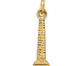 Dije de oro de 14 quilates con el Monumento a Washington en 3D. Colgante de oro macizo. Joya de viaje de oro auténtico para amantes de la historia y de Estados Unidos.